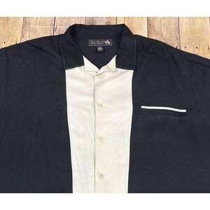 Nat Nast Silk Shirt XXL 2XL Black Beige Tony Soprano Bowling Shirt
